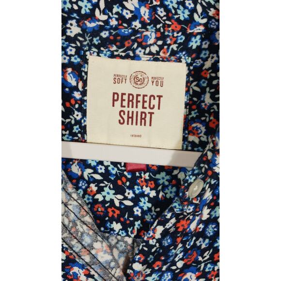 SO Women's Medium Blue Floral Button Up Long Sleeve Shirt 100% Rayon Super Soft - Picture 4 of 7